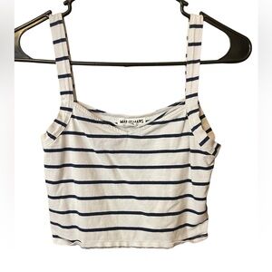 EUC white with blue stripes cropped tank top